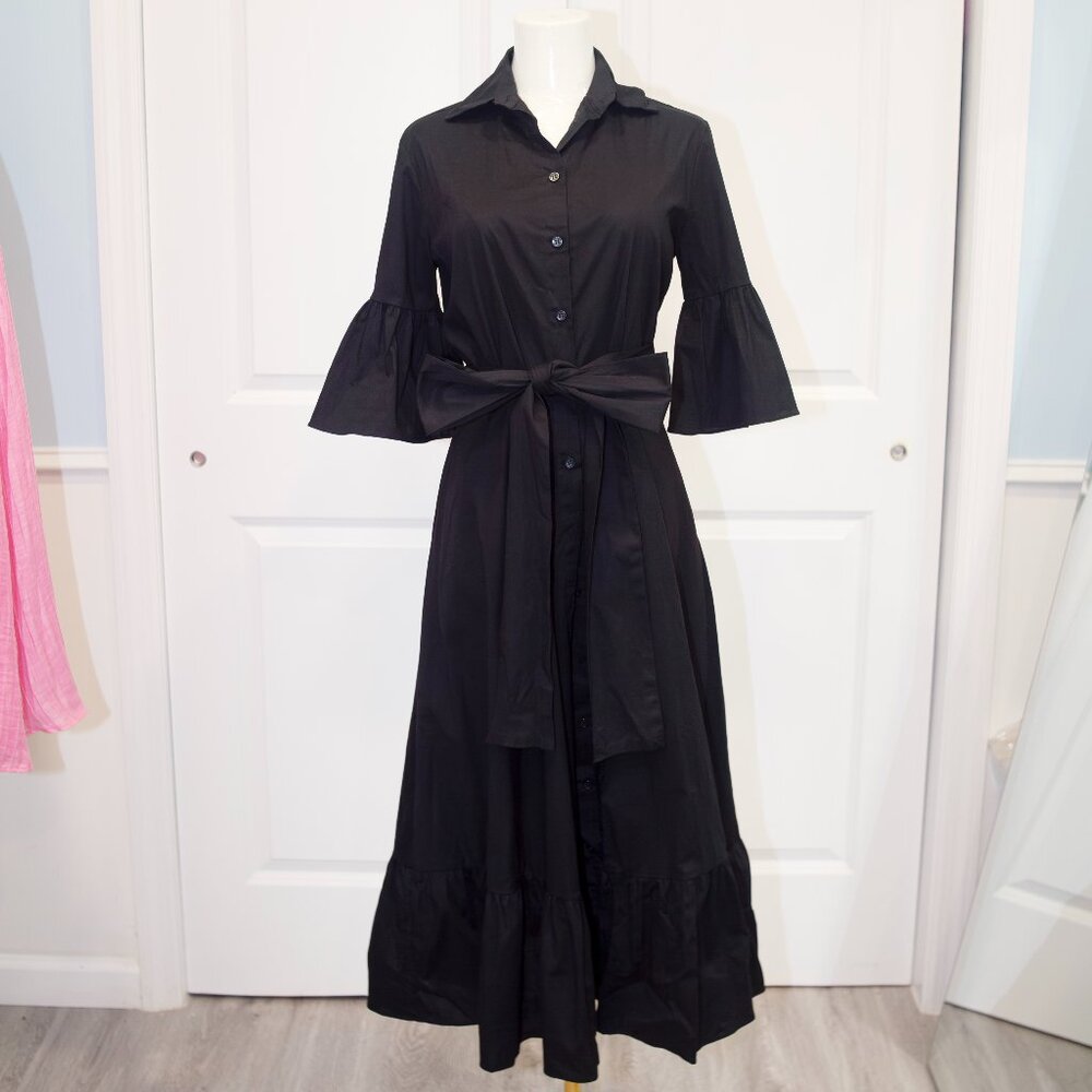 Kirna Zabete Tiered Bell Sleeve Maxi Shirt Dress – XS